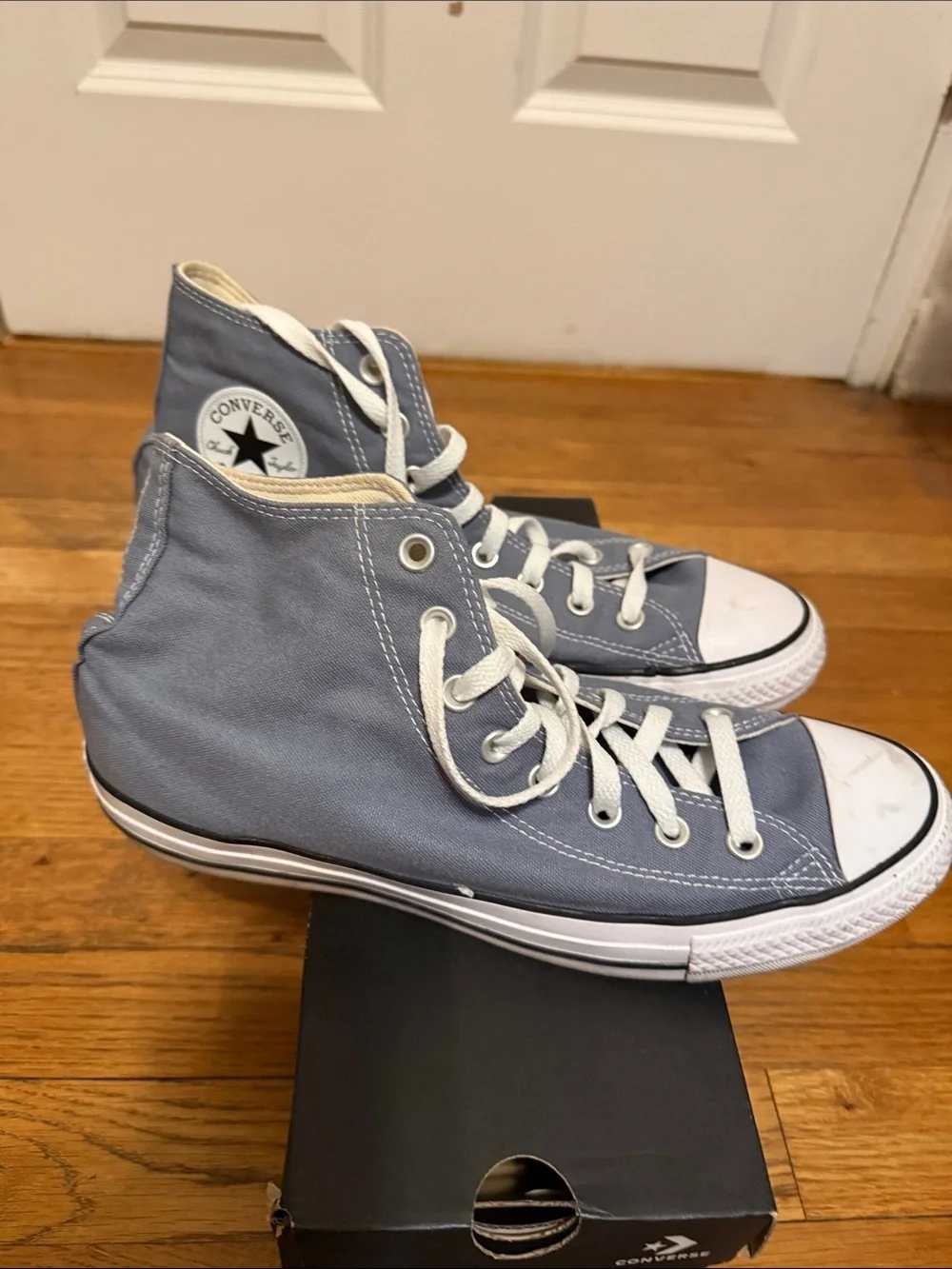 Converse High Top Sneakers - Slate Blue and White - Picture 2 of 3